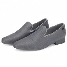 Mens Loafers Dress Shoes Slip On Driving Shoes Tuxedo Suit Shoes - 銀色 - 查看 2