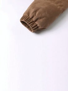 Men's Solid Color Stand Collar Wind & Cold-Resistant Faux Suede Padded Coat - Coffee Brown - View 6