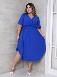 Plus Size Dresses - Royal Blue - View 5