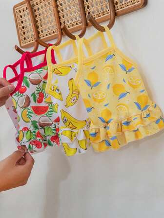 Light Breathable Pet Harness Dress, Floral Pattern, For Dogs & Cats, Summer Thin Sleeveless Vest Outfit, Anti-Shedding Anti-Dirt Sun Protection