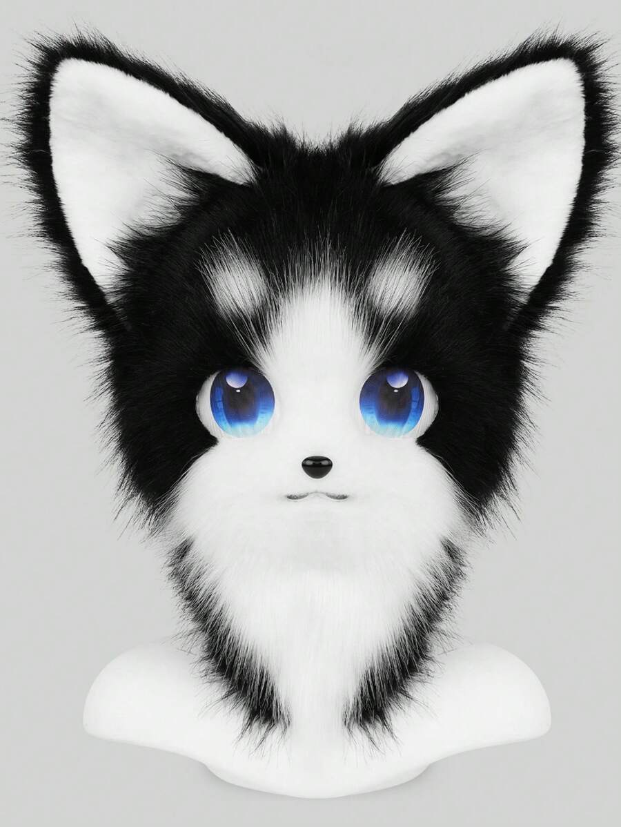 Animal Furry Fursuit Head Mask Plush Cat Fox Mask Costume Props For Cosplay Party Halloween - Headgear - View 1