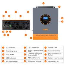 PowMr 5000W Solar Hybrid Inverter 48V DC To 110V AC 80A MPPT Controller PV 500V - US A Type Plug(110-127V) - View 4