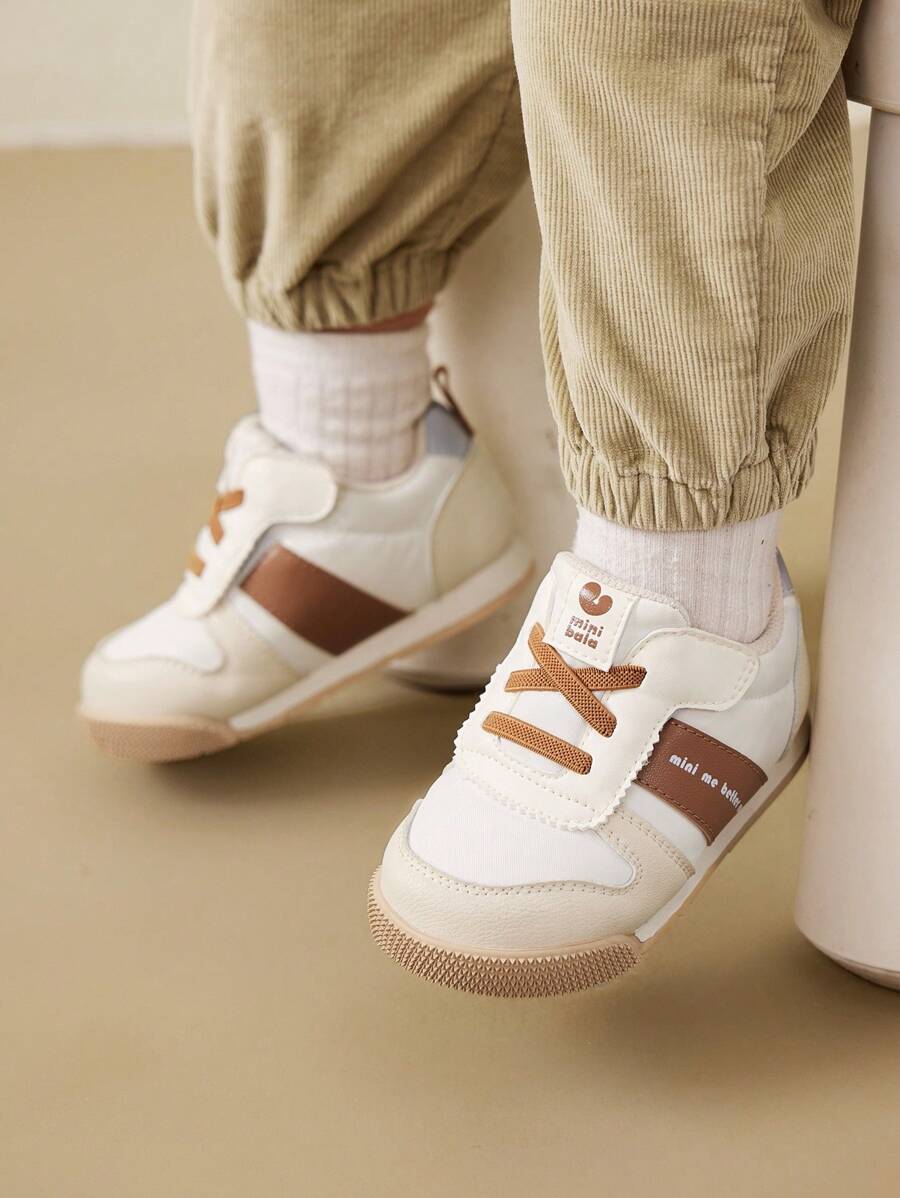 mini bala Boys And Girls Breathable Non-Slip Hook And Loop Shoes - Beige - View 1