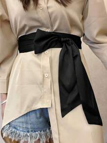 Women's Wide Satin Belt, For Wedding Gown, Bow Tie Back Closure Halloween Valentine's Day Valentines Summer, School - Multicolor - View 3