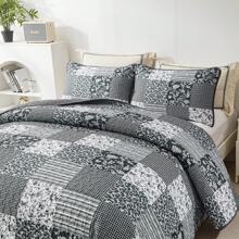 3 Pieces Black Grey Boho Queen King California King Size Reversible Bedspread Coverlet Set For All Season Soft Microfiber Bedding Set Pillowcase,Home Bed Room Decor, Christmas Day Gifts