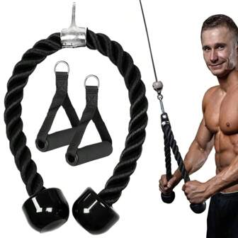 Set Of Triceps Cable Machine Attachment, Triceps Pulldown Rope Pulldown Attachment, Home Gym Accessories Set With Resistance Band Handles (1 Set), Sport, Gym, Home Exercise, Sport Accessories, Gym Accessories, CrossFit Accessories