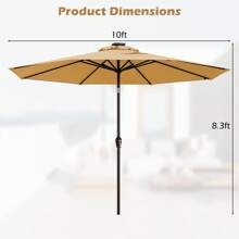 COSTWAY 10FT Patio Solar Umbrella LED Patio Market Steel Tilt W/Crank Outdoor - Beige - View 10