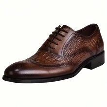 Mens Casual Chukka Shoes Leather Dress Shoes For Men - màu nâu - Xem 4