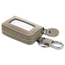 1pc Smart Key Case, PU Leather Key Holder, Men/Women Smart Key Pouch, Flip Cover Key Chain, Cowhide Leather Key Wallet, Smart Key, Car Key Bag, Key Protector, Cute Textured Leather Carabiner With Key Ring - Multicolor - View 12