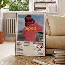 1 件现代音乐专辑封面海报说唱歌手金发碧眼的 Frank Ocean 嘻哈歌手铝合金框架帆布画墙壁艺术图片海报适用于客厅装饰 - G1400-1 - 查看 6