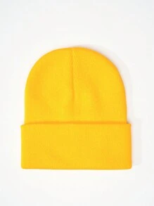 1pc Unisex Y2K Style Solid Color Knit Beanie Hat, Perfect For Casual Wear, Street Parties, Autumn & Winter Outdoor Activities, Warm & Windproof,School - Knitted Hat - View 7