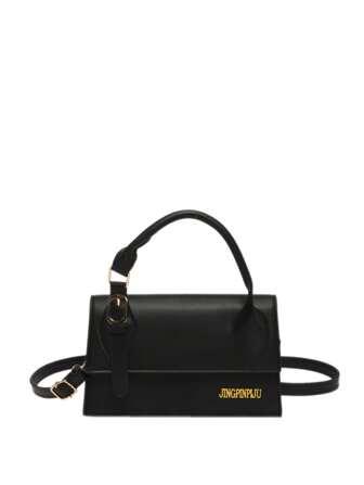 Bolso de mano vintage sencillo y lindo con aplicaciones de lámina de oro y correa para el hombro, de moda para mujeres