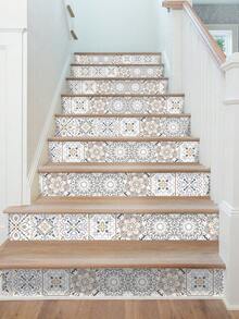 1set European Style Modern Decorative Self-Adhesive Stair Riser Stickers Residue-Free Wall Floor Stickers, 7.09*42.52 Inch,Renovation Stickers Peel Wall Panels,Wall Paper, Wallpapers,Spring Decoration Items Refresh Your Home,Rama Decoration Stickers - Multicolor - View 5