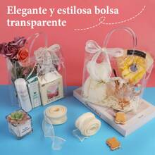 24 Piezas Bolsas de Regalo de Navidad, Bolsas De Regalo De Pvc Transparente, Viene con 2 Rollos de Cinta Decorativa Adecuadas Para Bodas, Fiestas Y Cumpleaños - transparente - Ver 4