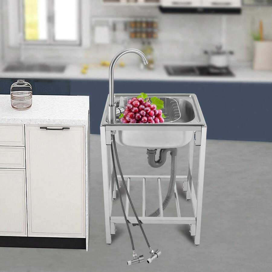 CNCEST Free Standing Kitchen Sinks Stainless Steel Utility Sink CNCEST Free Standing Kitchen Sinks Stainless Steel Utility Sink