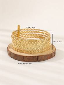 1pc Bohemian Multilayer Crossover Floral Metal Alloy Bangle Bracelet For Women, Suitable For Wedding, Party And Daily Wear - Necklace - View 6