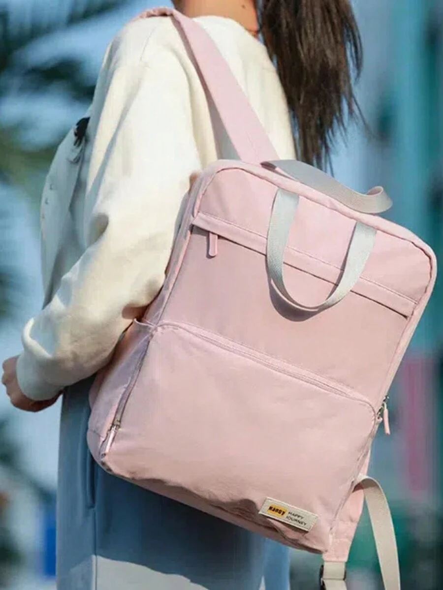 1pc 2-In-1 Foldable Backpack, Lightweight Dual-Use Student Backpack, Convenient Children School Bag, Hiking Rucksack - Pink - View 1