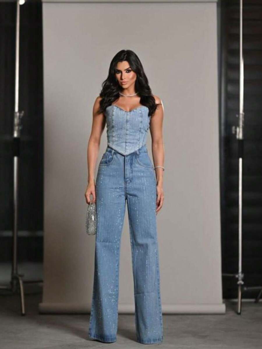 Shiny Jeans. - Blue - View 1