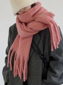 1pc Solid Color Women's Winter Scarf,  Winter Warm Neck,Autumn And Winter New Tassel Long Scarf, High-End And Thickened Warm And Cold Resistant Multifunctional Shawl Scarf, Suitable For Daily Use By Men And Women Accessories Women