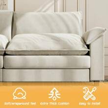 Sectional Sofa 3-Seat Movable Footrest Sofa L-Shaped Sofa With Reversible Toffee Chair - 白色 - 查看 4