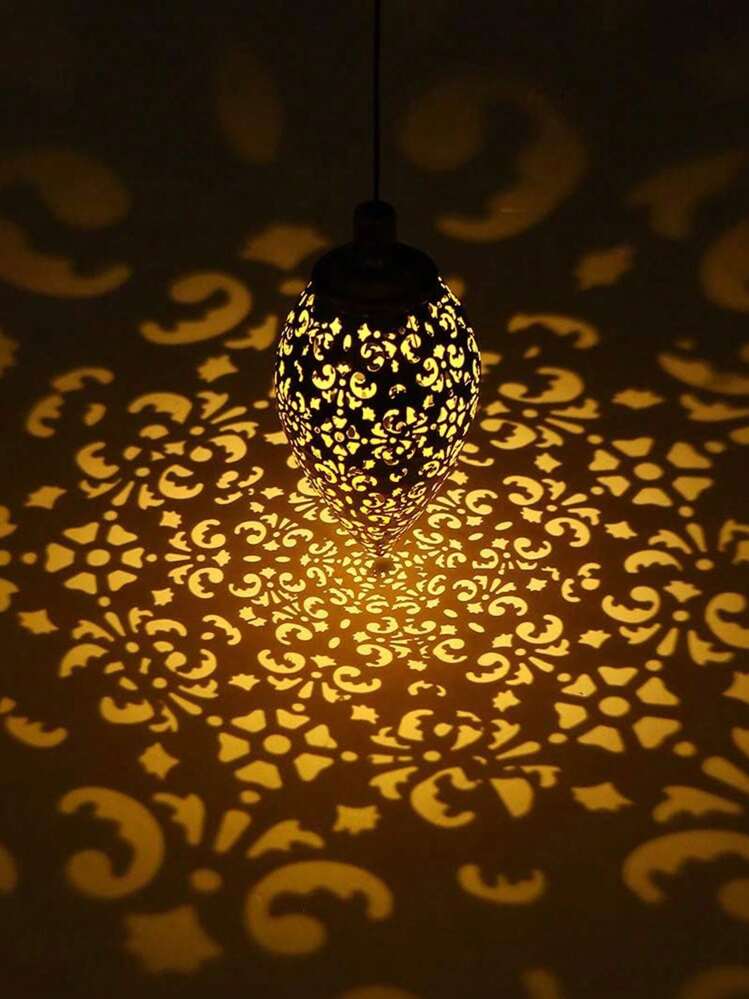 Faroles solares para exteriores: luces colgantes, farolillos decorativos de estilo marroquí recargables para fiestas en el jardín, las lámparas de huracán son excelentes para el porche delantero, el patio y el jardín - luz cálida - Ver 8