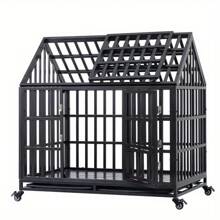 Heavy Duty Dog Cage Pet Crate With Roof - màu đen - Xem 1