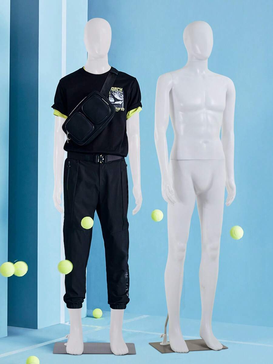 73 Inch Male Mannequin Full Body Dress Form Sewing Manikin Adjustable Dress Model Mannequin Stand Realistic Mannequin Display Head Dress Mannequin Clothing Form Metal Base Stand - trắng - Xem 1