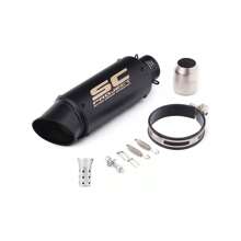 Tubo de escape universal para moto deportiva en ángulo, 51 mm de diámetro, adaptador de 38 mm. Modelos aplicables: tubo de escape universal para motocicleta de 38-51 mm (negro, plateado) - Negro - Ver 1