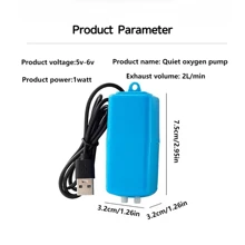 水族箱空气泵，紧凑型氧气泵，1 套氧气泵，双管设计迷你水族箱空气泵套件，超静音 USB 充电鱼缸泵