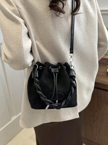 Women Drawstring Bag Mini Sling Bag Bucket Bag Diamond Shape Daily Outdoor Bag