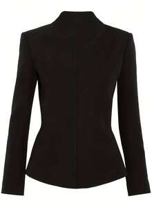 女士休闲日常拉链长袖西装外套