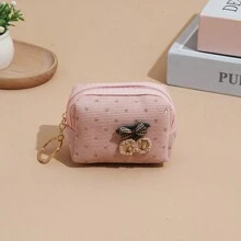 Corduroy Glitter Bow Coin Purse