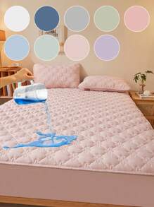 1pc Waterproof Mattress Protector, Soft & Breathable, Dust Mite Resistant, Waterproof & Dustproof, Suitable For Bedroom, Guest Room And Dormitory, Fits Twin, Full, Queen, King Size Beds, Machine Washable, Waterproof Mattress Cover - Pink - View 1