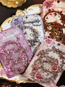 10 Stücke florale runde Rahmen Aufkleber für Scrapbooking - Verschiedenfarbig - Übersicht 1