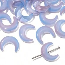10pcs 15x12mm Glass Transparent Moon Shaped Frame Spacer Beads, Used For Jewelry Making DIY Special Connection Necklace Bracelet Earring Pendant Craft Supplies