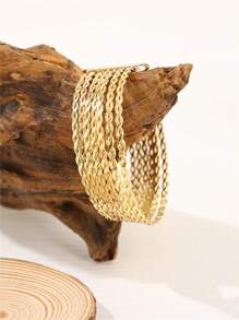 1pc Bohemian Multilayer Crossover Floral Metal Alloy Bangle Bracelet For Women, Suitable For Wedding, Party And Daily Wear - Necklace - View 7