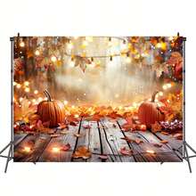 1pc Multipurpose Polyester Fall Backdrop - Autumn Harvest Pumpkin & Leaves, Universal Holiday Photo Booth Prop, Non-Electric Party Banner For Thanksgiving, Festivals & General Celebrations,Christmas