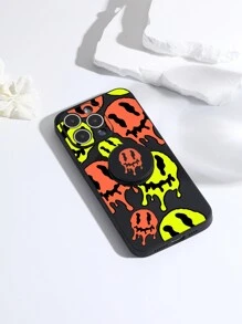 1pc Cartoon Heart Shaped Foldable Kickstand Anti-Fall Non-Slip Phone Case Compatible With Samsung/IPhone/Redmi
