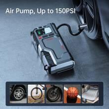 FEATOU 2025 New Car Jump Starter With Air Compressor, Battery Jump Starter Portable 6000A Peak 150PSI Battery Pack With Digital Tire Inflator, Car Battery Charger Portable For 12V 10L Gas Or 8L - 黑色 - 查看 4