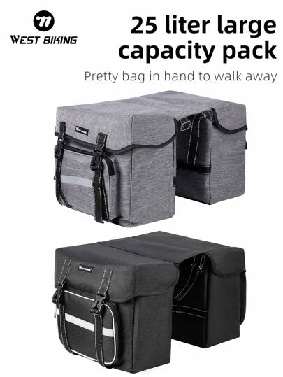 WEST BIKING 1pc WEST BIKING Bicycle Pannier Saddle Bag, Large Capacity Mountain Bike Rear Rack Trunk Bag For Cycling