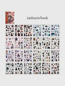 24 pièces/livre Livre d'autocollants, série "Le retour des vieux rêves à la maison", autocollants délicats rétro de personnages et de fleurs, découpés au pochoir et faciles à déchirer, fournitures pour scrapbooking, cahiers décoratifs, cadres photo, coques de téléphone, tasses à eau, boîtes de papeterie, collages de magazines à ordures, fournitures scolaires, rentrée scolaire - Multicolore - Voir 11