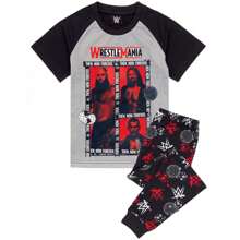 WWE Boys Characters Pyjama Set (Black/Grey/Red) - Space Black - View 1