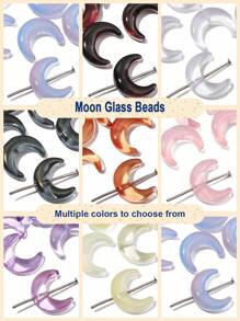 10pcs 15x12mm Glass Transparent Moon Shaped Frame Spacer Beads, Used For Jewelry Making DIY Special Connection Necklace Bracelet Earring Pendant Craft Supplies