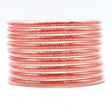 9 Stücke/Set glitzernde Jelly Armreifen für Frauen Armband, silbrige rosé-goldene Farben Armreife Armband
