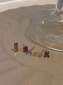 Andkiss 5 cái Rhinestone Trang trí nội thất Stud Earring - Nhiều màu - Xem 5