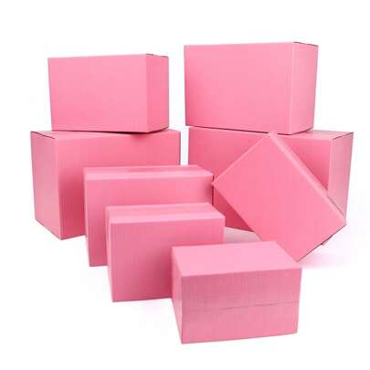 10pcs White/Pink/Black Cardboard Postal Boxes, Corrugated Carton Express Packaging Boxes, Universal Packing Cartons, Small Boxes, Packing Supplies