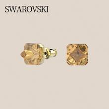 Swarovski ORTYX 女士几何金色耳钉带耳夹 5613680，适合日常佩戴的优雅珠宝，节日礼物