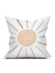 4 Stücke Vintage Regenbogen Sonne Wolke Herzförmige Kissenbezug, minimalistischer quadratischer Illustrations-Kissenbezug für tägliche Hausdekoration, Sofa, Bett Kopf, Lendenwirbelstütze. Kissenkern ausgeschlossen. - Pink - Übersicht 9