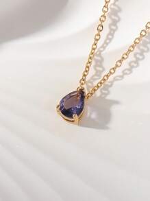 1件定制诞生石项链，水滴形宝石个性化生日礼物，母亲节礼物 - 彩色 - 查看 22