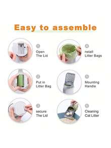 1PC一体式猫砂铲套装 大容量宠物粪便铲 可拆卸垃圾袋 适合大中型宠物粪便铲 粪便袋 - 彩色 - 查看 10